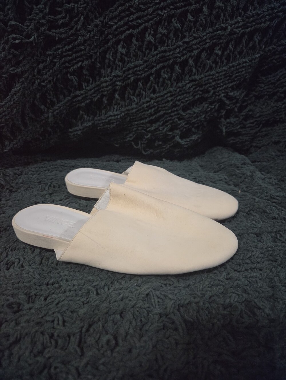 Vince Cream Slip-On Mule Shoes